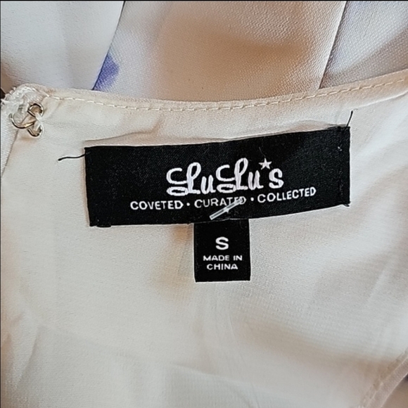 LULU'S "Seeing Chic" Women's Blue & Ivory Skater Halter Mini Dress Size S - Picture 3 of 12